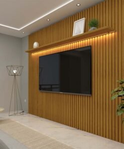 Painel Nobre Naturale Ripado 100% MDF C/ Led TV até 85 Naturale Larg. 2.30m - Gelius