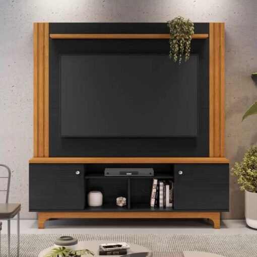 Home Bálsamo Cinamomo/Preto C/ Detalhe Ripado TV até 65 Polegadas Larg. 1.50m - JCM