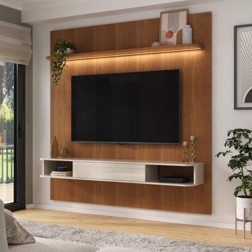 Painel até 75" Belluno Cinamono/Off White - ARTELY