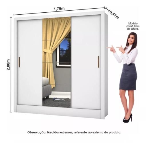 Modulado 4 Portas + Guarda-Roupa 3 Portas Dubai/Santiago Plus Branco – CARIOCA MÓVEIS - Imagem 5