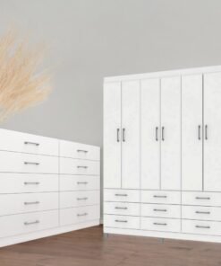 Guarda-Roupa 6 Portas Paraty 3690 + Cômoda 10 Gavetas Caribe Branco - Fellicci