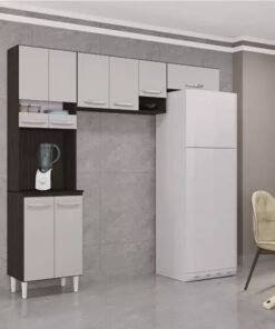 Cozinha Compacta Isadora Chocolate/Off  8 Portas Larg. 2.02m - Poquema