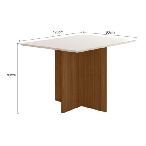 Mesa Jantar Helo 120×90 Tampo MDF Vidro Off Poliman - Imagem 3