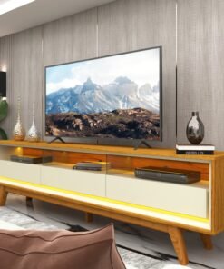 Rack até 75" Requinte 212 Naturale/Off White - GELIUS