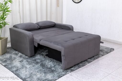 Sofá Cama Amora New Veludinho Cinza 250 Larg. 1.37m - Imagem 2