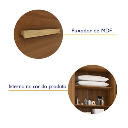 Roupeiro Solteiro Smart Plus (GR2123) Cinamomo 2 Portas 1 Gaveta C/ Pés Larg. 0.85m - Rodial Móveis - Imagem 8