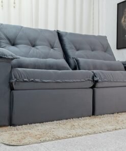 Sofá Retrátil Reclinável Califórnia Veludo Cinza 526 Larg. 2.50m - D28 Hiper