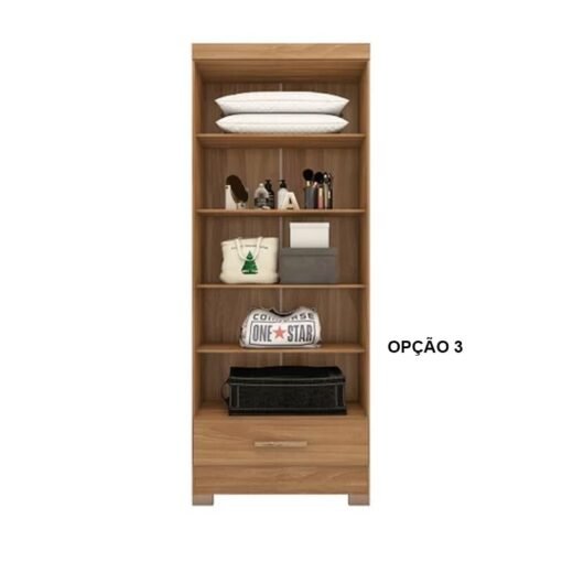 Roupeiro Solteiro Smart Plus (GR2123) Cinamomo/Chumbo 2 Portas 1 Gaveta C/Pés Larg. 0.85m - Rodial Móveis - Imagem 5