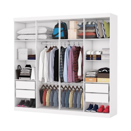 Guarda-Roupa 8 Portas Rubi 2,08 m(Com Espelho)Branco - CARIOCA MÓVEIS - Imagem 3