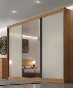 Guarda-Roupa Casal 3 Pts 8 Gav. Sollo Plus c/1Espelho 100% MDF Cumaru/Fendi Larg. 2.73m Novo Horizonte