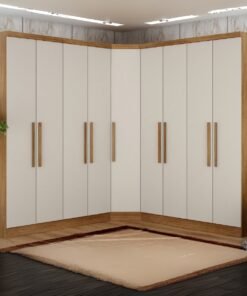 Guarda-Roupa Modulado Rizon 001(Dois Módulos 4 Portas + Um Módulo Canto Oblíquo) Cumaru/Fendi - NOVO HORIZONTE
