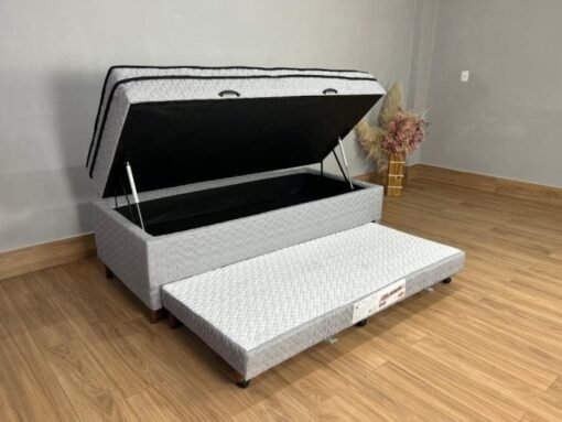Cama Box Baú Sublime Molas Solteiro Com Auxiliar – 88X188X57