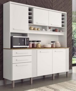 Armário Cozinha Catar Branco 6 Portas 2 Gavetas Larg. 2.00m - Sallêto
