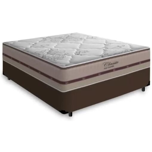 Colchão Casal Classic Ensacadas + Base Box Simples Marrom - ANJOS + BIOSTAR