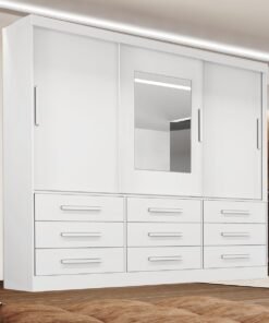 Guarda-Roupa 3 Portas(Sem Pés)Athenas 1,80 m Branco  - BIANCHI