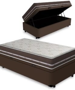 Colchão Solteiro Classic Superlastic D26 Marrom + Base Baú Biostar Marrom – ANJOS + BIOSTAR
