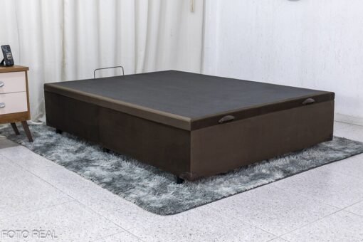 Base Box Baú Casal 138x188x42 Veludo Marrom Portobel - Imagem 2