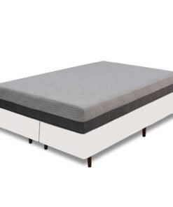 Colchão Queen D28/D40 Fit Visco + Base Box Simples Corino Branco – UMAFLEX + ALTO NÍVEL CAMAS E COLCHÕES