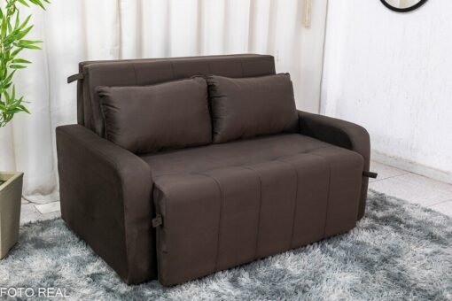 Sofá Cama Amora New Larg. 1.37m Veludinho Marrom 256