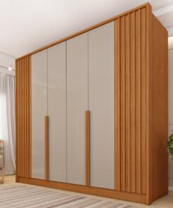 Guarda-Roupa 6 Portas Guarani Ripado 2,44m Cinamono/Off White - TCIL