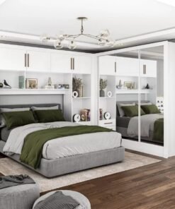 Modulado 4 Portas + Guarda-Roupa 3 Portas Dubai/Santiago Premium Branco - CARIOCA MÓVEIS