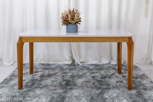 Mesa de Jantar Alegra Tampo Vidro Off 160×80 6 Cadeiras Diamante Linho Capuccino 29033 JCM Madeira Maciça - Imagem 6