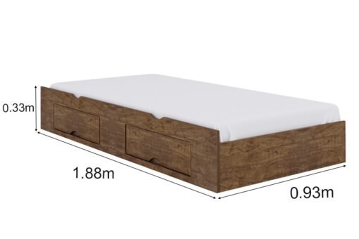 Cama Auxiliar Solteiro 2 Gavetas Ypê 93x188x33 - D Doro - Imagem 2