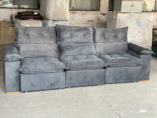 Sofá Retrátil e Reclinável Imperial 2,75 m Veludo Jolie Cinza 08 – IMPERIAL DECOR - Imagem 4