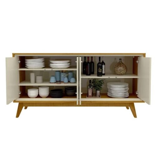 Buffet Requinte com LED larg. 1.60m Naturale/Off White Gelius - Imagem 2