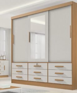 Guarda-Roupa 3 Portas Meridian 2,00 m Cinamono/Off White - D'DORO MÓVEIS
