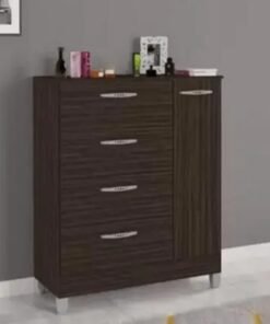Cômoda 4 Gavetas 1 Porta Chocolate Larg. 0.86m - Poquema