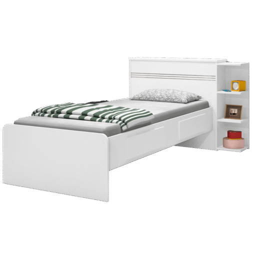 Cama Solteiro Baú Jade Branco/Lilás/Branco - J&A MÓVEIS - Imagem 9