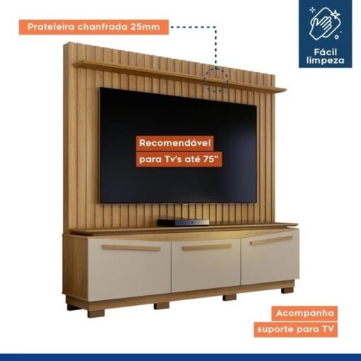Home Theater até 75" Montreal Cinamono/Off White - VALDEMÓVEIS - Imagem 3