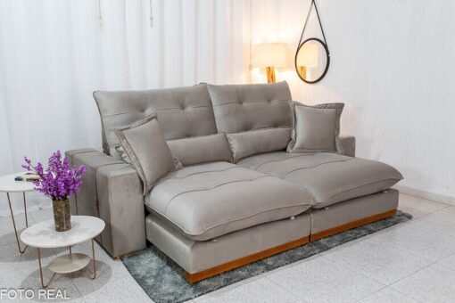 Sofá Retrátil Reclinável Toronto Veludo Avelã 4052 Larg. 2.50m - Molas Ensacadas