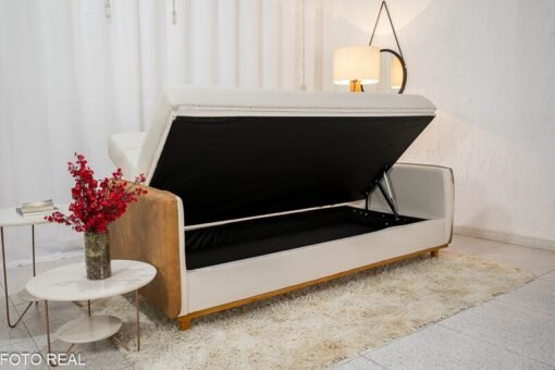 Sofá Cama Ipanema Baú larg. 2.05m Linho Bege 2274 - Imagem 7