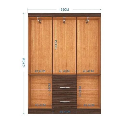 Guarda-Roupa Casal Milão 6 Portas 2 Gavetas C/Pés Larg. 1.35m Chocolate Poquema - Imagem 2