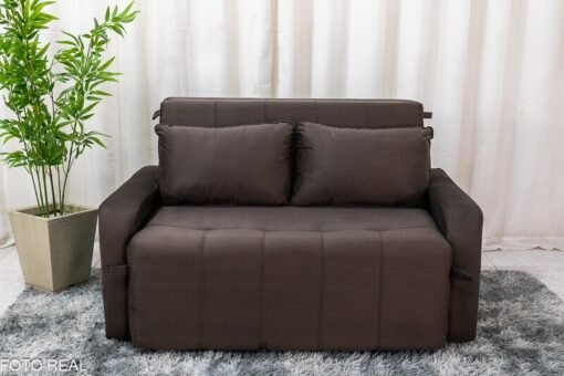Sofá Cama Amora New Larg. 1.37m Veludinho Marrom 256 - Imagem 3
