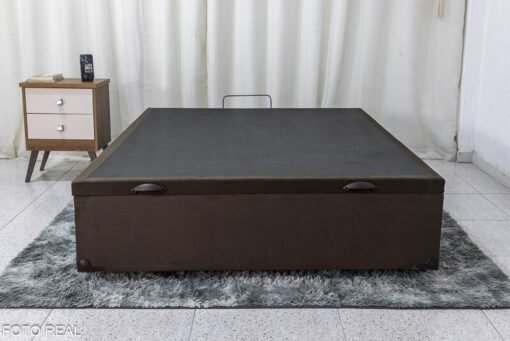 Base Box Baú Casal 138x188x42 Veludo Marrom Portobel - Imagem 3
