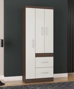 Guarda-Roupa Solteiro Milão 3 Portas 2 Gavetas Chocolate/Off White Larg. 0.68m Poquema