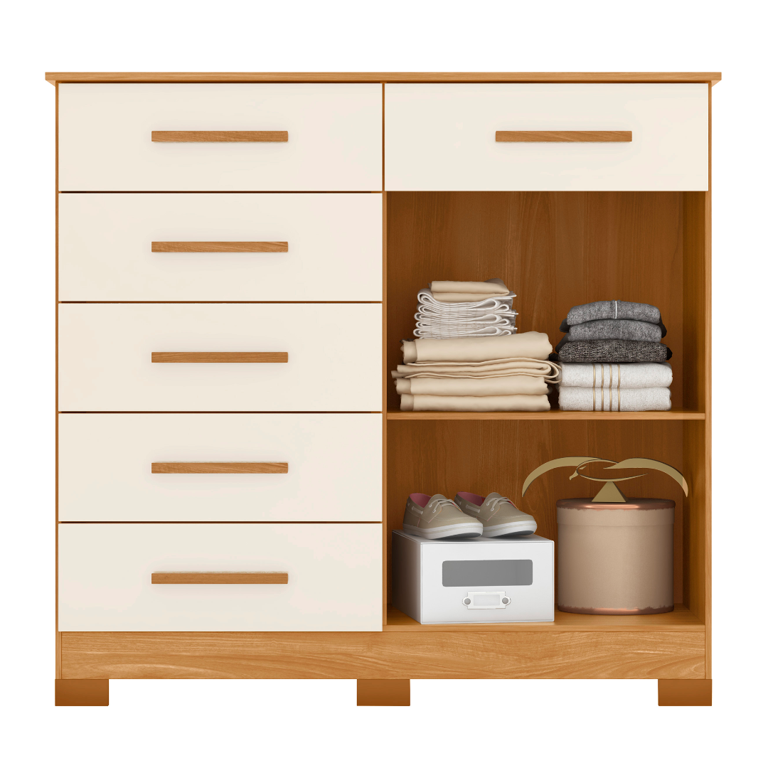 Cômoda Xangai Carvalho Grife/Off White - MÓVEIS ALBATROZ - Imagem 3