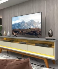 Rack até 75" Requinte 212 Cinza/Off White - GELIUS