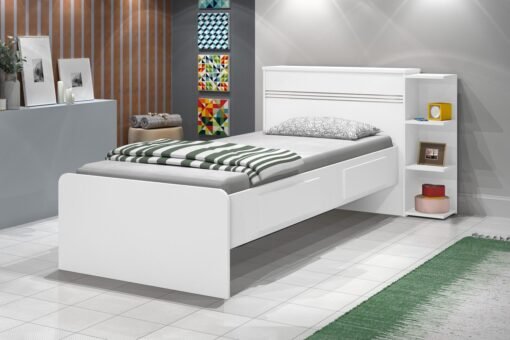 Cama Solteiro Baú Jade Branco/Lilás/Branco - J&A MÓVEIS - Imagem 6