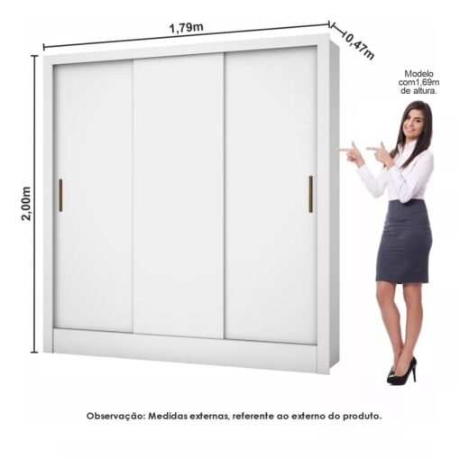 Modulado 4 Portas + Guarda-Roupa 3 Portas Dubai/Santiago Branco – CARIOCA MÓVEIS - Imagem 6