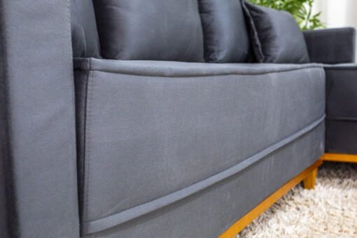 Sofá 3 Lug. Milão C/Chaise Lado Esquerdo Veludo Cinza 814 Larg. 2.30m - Molas Ensacadas - Imagem 4