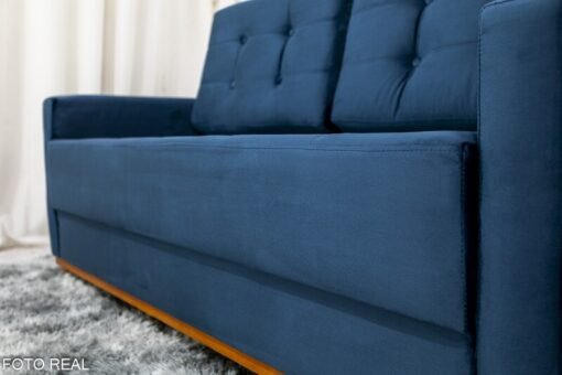 Sofá 3 lugares Living Áustria 1.70m Veludo Azul A16 - Imagem 5