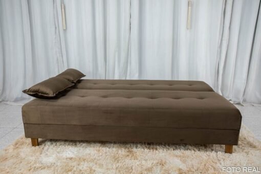 Sofá 4 lugares e Sofá Cama Casal Arpoador Veludo Marrom - Imagem 7