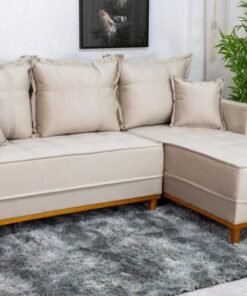 Sofá 3 Lug. Com Chaise Lado Esquerdo Milão Larg. 2.30m Veludo Bege 818 - Molas Ensacadas