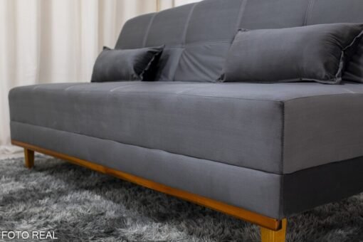 Sofá Cama Madrid larg. 1.80m Molas Bonnel Veludo Cinza 2303 - Imagem 6