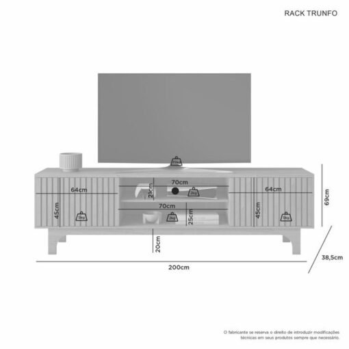 Rack até 70" Trunfo Cinamono - JCM MOVELARIA - Imagem 4