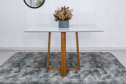 Mesa de Jantar Pedro Mel Vidro Off 120×80 4 Cadeiras Lisboa Veludo Preto 504 Madeira Maciça Art Assento - Entregue Montada - Imagem 6